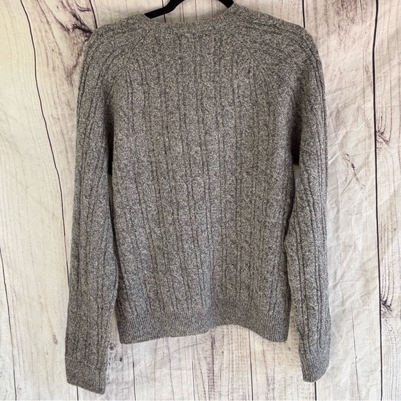 Brooks Brothers Gray Cable Knit Wool Sweater Medium - Picture 4 of 6